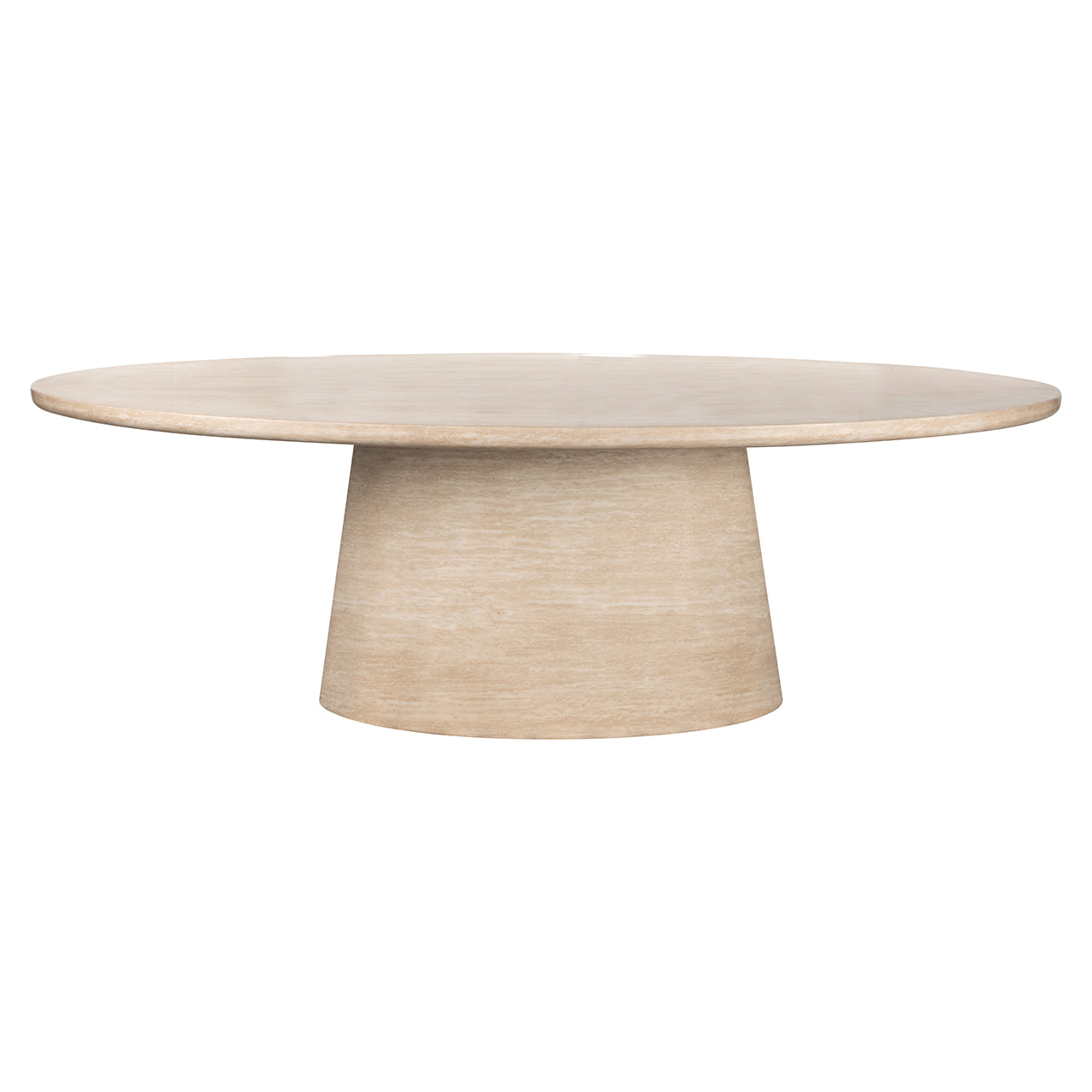 Richmond Interiors Fictus Beige Travertine Rounded Dining Table | 8 Seater